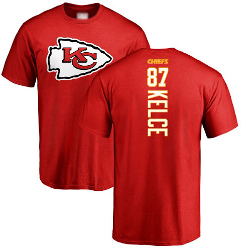 Men Kansas City Chiefs #87 Kelce Travis Red Backer T-Shirt